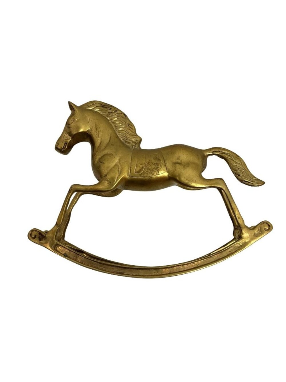 Vintage Brass Rocking Horse Figurine Decorative Accent Piece 9" Long Home Decor